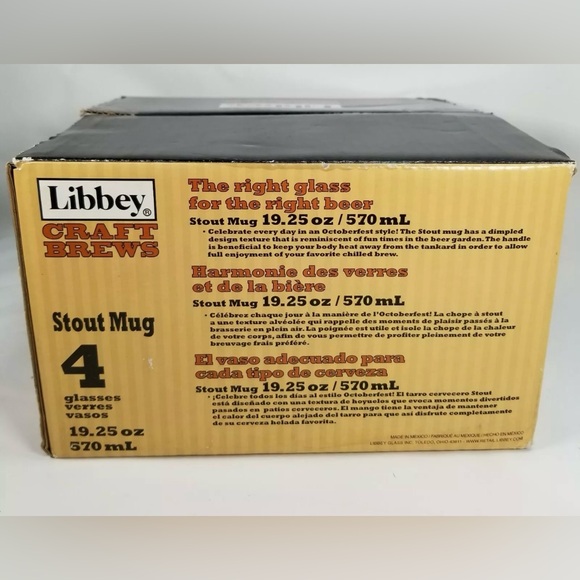 NEW Libbey Craft Brews Set of 4 Stout Mugs Dimpled
Design Glass With Handle - Picture 2 of 5